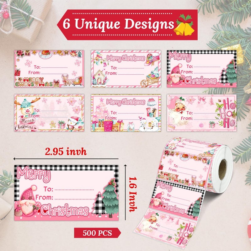 Xendelow 500 Pcs Christmas Party Present Tags, Wrapping Stickers Tag for Xmas Gift Boxes, Merry Christmas Name Label Tag for Package, Santa Labels for Favors, Xmas Gifts Tags for Boys Girls 2.95 x 1.6 Inch - Image 2